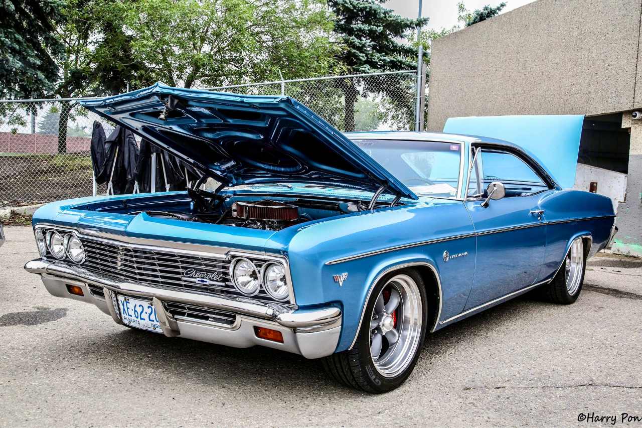 A vintage, classic blue car on display at the 11th Annual PartSource Charity Car Show in Edmonton.