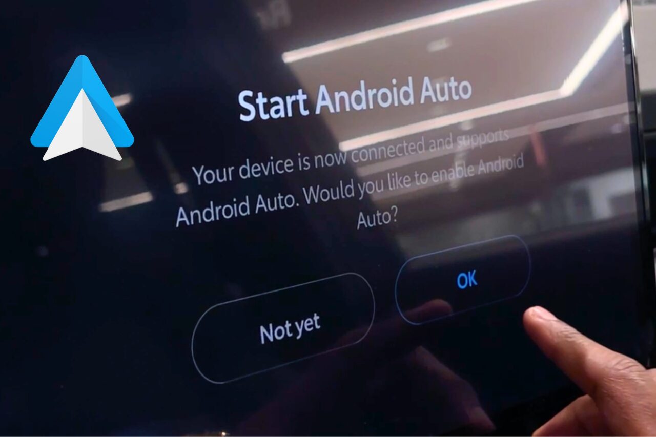 Close up of Screen Displaying Toyota Android Auto App Connection to the Device