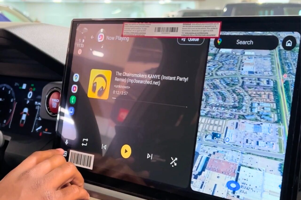 Close up of Android Auto App in a Toyota Car