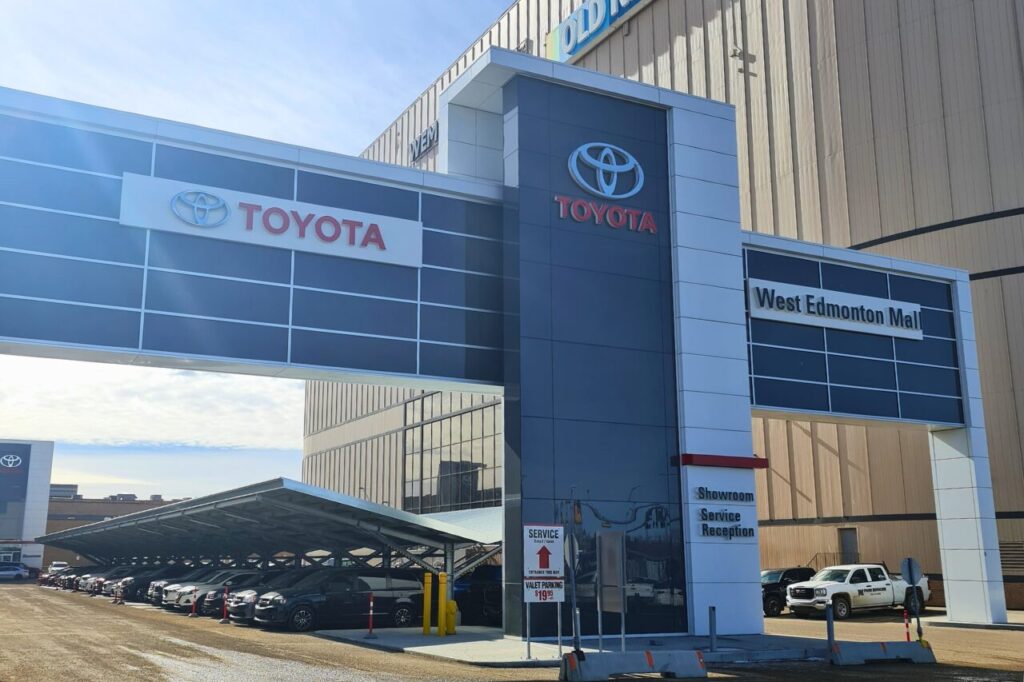 Summer Car Maintenance Tips to Keep You on the Road-5 The exterior of the West Edmonton Mall Toyota dealership, at West Edmonton Mall, Alberta.