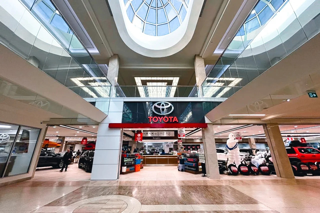 The entrance to West Edmonton Mall Toyota, as seen inside West Edmonton Mall. Drop your vehicle off for service while you do your back-to-school shopping.